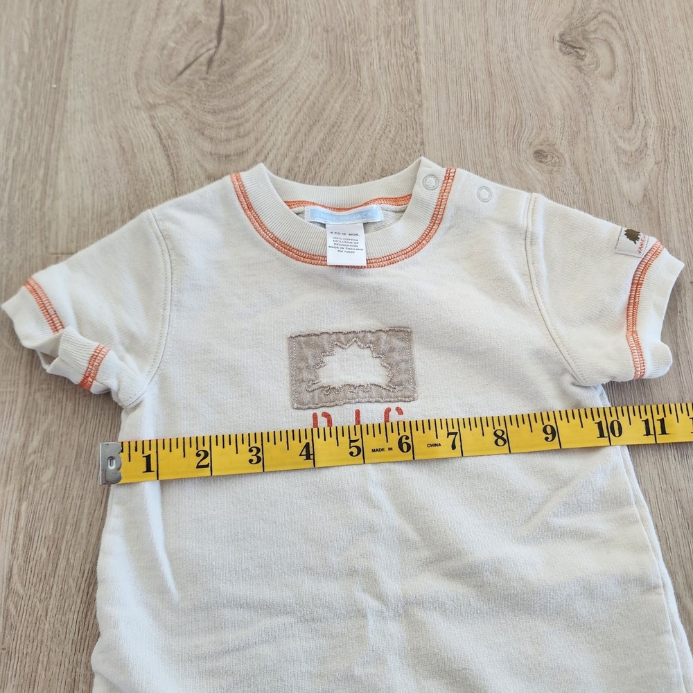 Janie and Jack Baby Boy Dinosaur Romper Cream Orange 6-12 Months D.I.G. Graphic - Picture 5 of 9